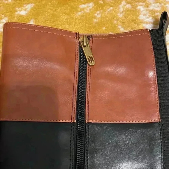 Tommy Hilfiger brown and black zip up riding boots 5 - Picture 7 of 9